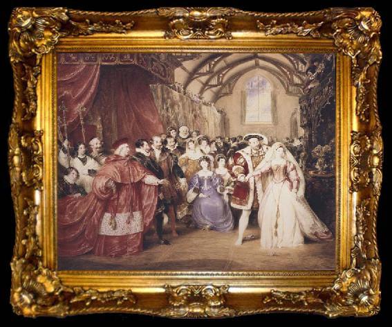 framed  James Stephanoff The Banquet Scene,king Henry- The fairest hand i ever touched play of henry VIII.Act i scene 4.Painted by command of His Majesty (mk47), ta009-2